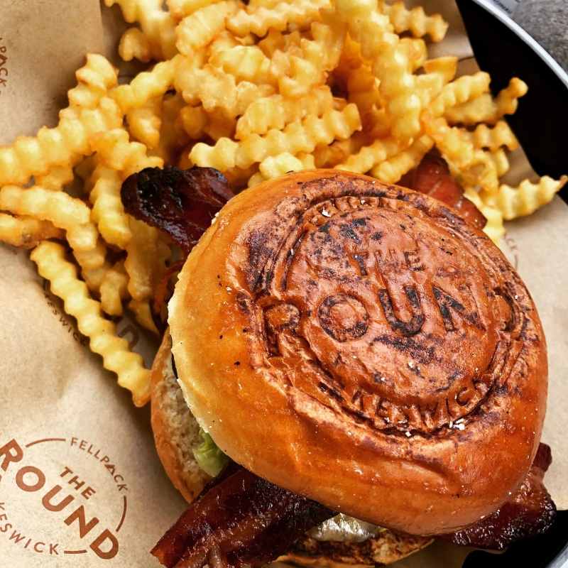 Burger and fries from The Round in Keswick.